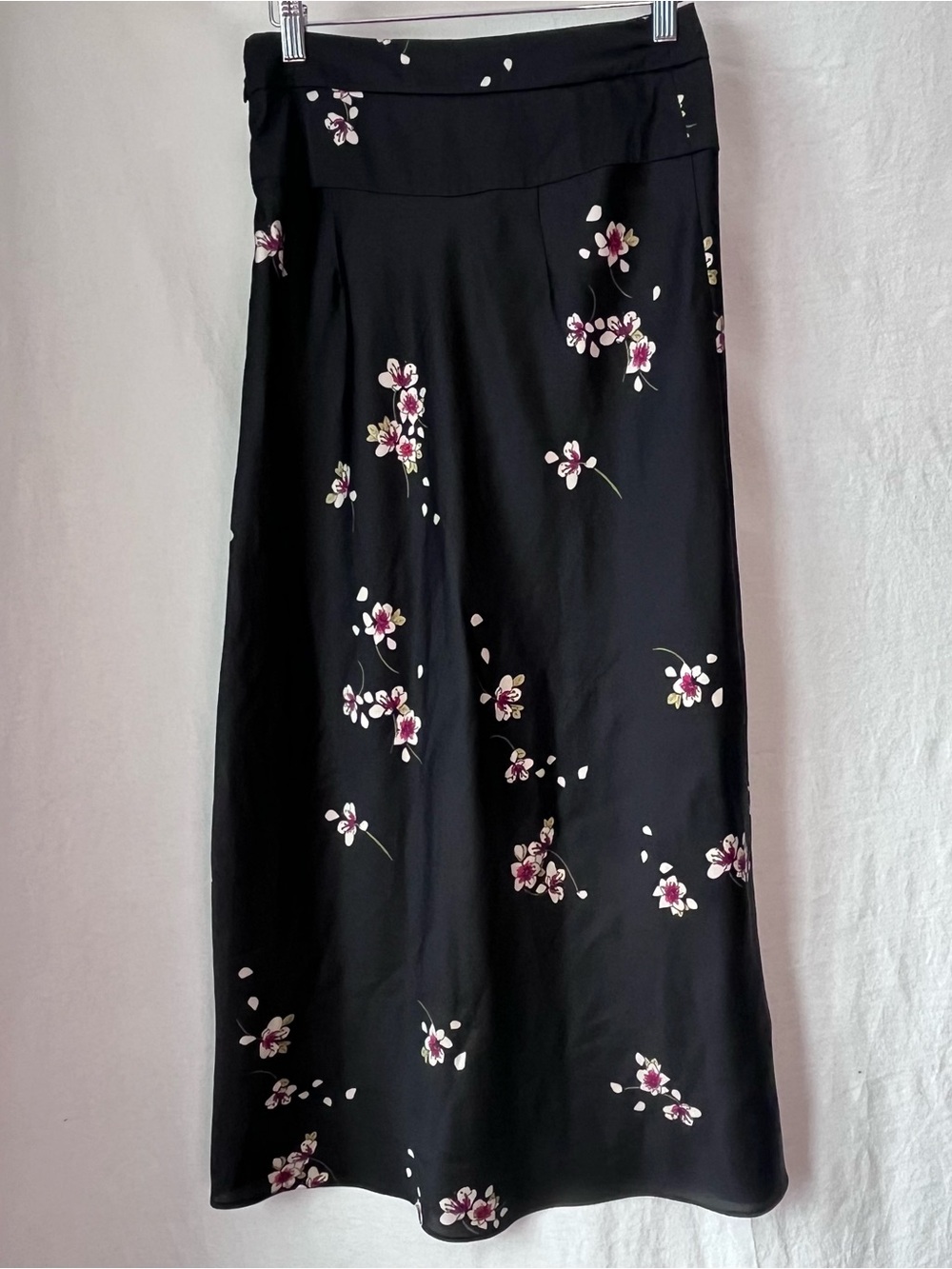 Free People Normani Bias Cut Size 4 Fallen Petal Skirt Black Floral